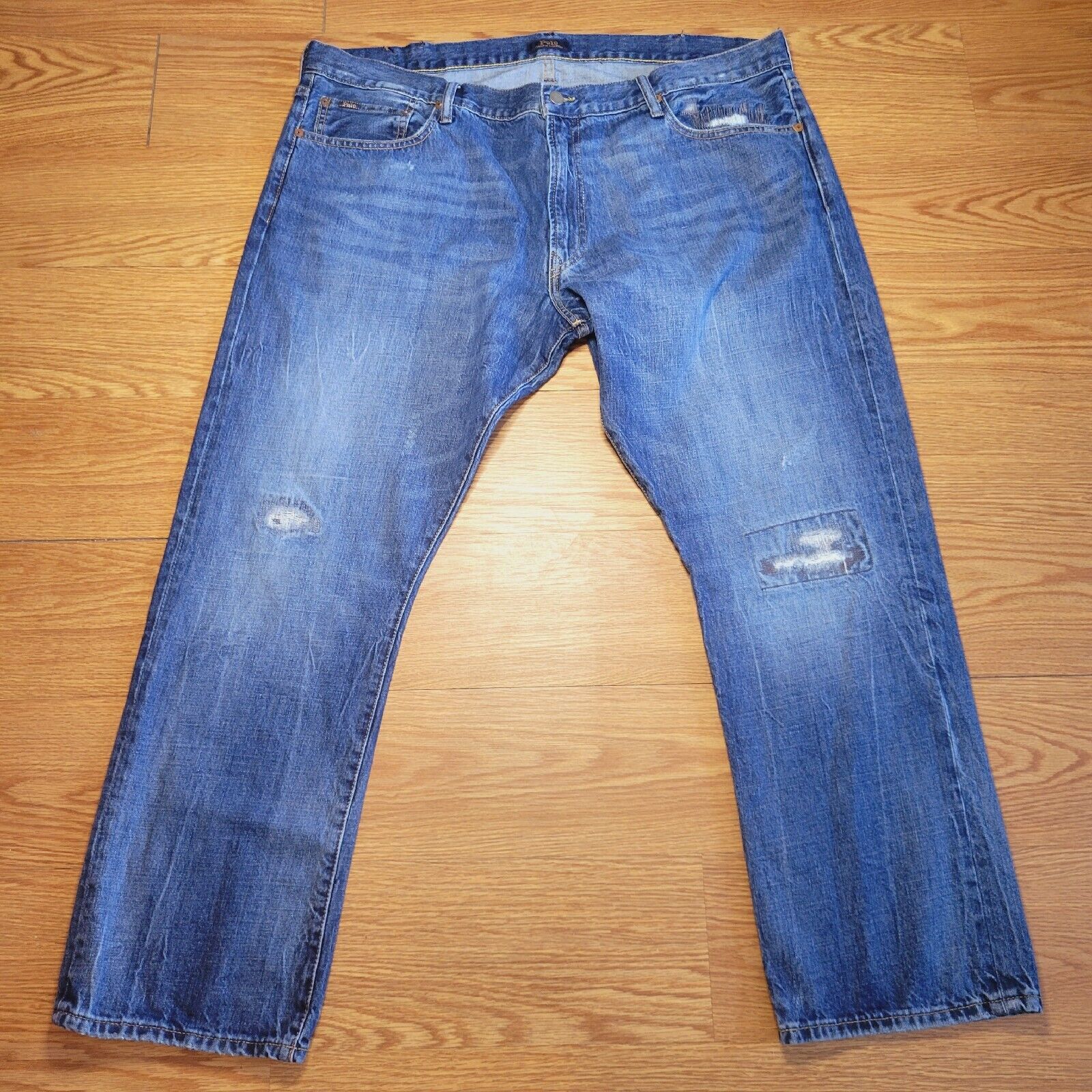 Polo Ralph Lauren Men’s Distressed Denim Jeans Size 42x32 Medium Blue Wash